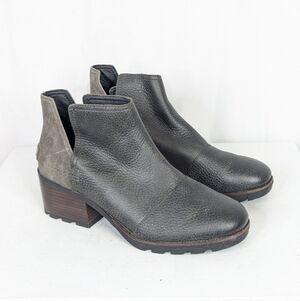 Sorel Cate Cut Out Block Heel Ankle Booties Size 9.5
